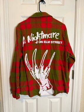 A Nightmare on Elm Street Red & Green Plaid Button-Down Shirt
